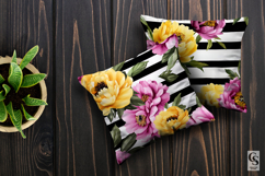 Pink and Yellow Striped Peony Flowers Patterns Product Image 5