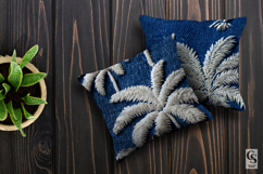 Palm Tree Embroidery on Blue Denim Seamless Patterns Product Image 3