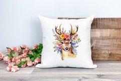 Spring Flower Deer Watercolor PNG Sublimation Design Product Image 2