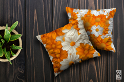 Orange &amp; White Floral Seamless Patterns Product Image 3