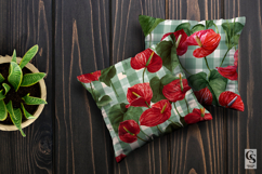 Red Anthurium Flowers Plaid Digital Paper Product Image 3