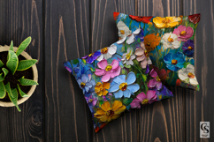 Colorful Impasto Painted Flowers Digital Paper Product Image 3