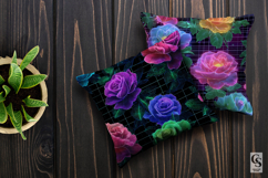 Y2K Neon Roses Digital Paper Retro Futuristic Floral Pattern Product Image 3