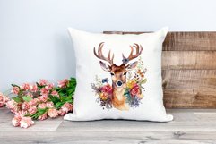 Spring Flower Deer Watercolor PNG Sublimation Design Product Image 2