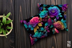 Neon Glowing Rose Flowers Seamless Patterns Product Image 5