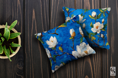 White Blue Painted Magnolia Flowers Pattern Product Image 3