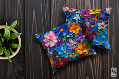 Impasto Painted Cosmos &amp; Daisy Flowers Patterns Product Image 2