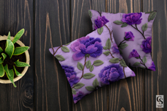 Purple Flowers Embroidery Digital Paper Product Image 3