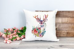 Spring Flower Deer Watercolor PNG Sublimation Design Product Image 2