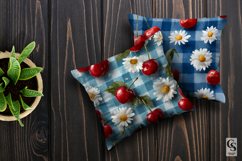 Red Cherries &amp; Daisy Floral Seamless Patterns Product Image 3