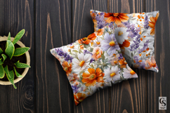 Purple Orange Watercolor Floral Bouquet Seamless Patterns Product Image 3