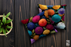 Colorful Pom Pom Flowers Digital Paper Product Image 2