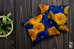 Blue and Yellow Gerbera Daisy Flowers Digital Paper Product Image 3
