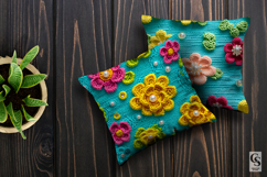 Turquoise Neon Crochet Flowers Digital Paper Product Image 2