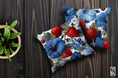 Strawberry and Blue Hibiscus Floral Seamless Pattern Product Image 3