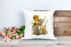 Watercolor Lion Cub and Sunflowers PNG for Sublimation Product Image 2