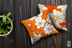 Orange Retro Flowers Digital Papers Product Image 3