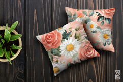 Peach Watercolor Roses and Daisies Patterns Product Image 5