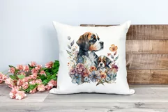 Mother and Puppy Dog Watercolor Clipart - Sublimation PNG Product Image 2