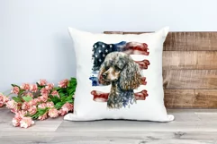 Patriotic Poodle Dog Watercolor Clip Art, PNG Sublimation Product Image 2