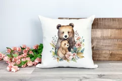 Watercolor Mother and Baby Bear PNG for Sublimation Product Image 2