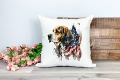 Patriotic Beagle Dog Watercolor Clip Art, PNG Sublimation Product Image 2