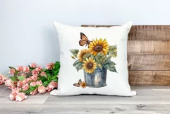 Sunflowers in Bucket Watercolor PNG for Sublimation Product Image 2