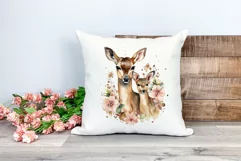Watercolor Deer Mom and Baby Clipart PNG for Sublimation Product Image 2