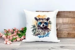 Summer Vibes Raccoon Watercolor PNG for Sublimation Product Image 2