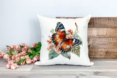 Watercolor Butterflies with Tropical Flowers PNG Sublimation Product Image 2