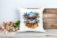 Summer Vibes Owl Watercolor PNG Clipart for Sublimation Product Image 2