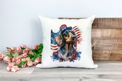 Patriotic Dachshund Dog Watercolor ClipArt, PNG Sublimation Product Image 2