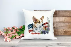 Patriotic Corgi Dog Watercolor ClipArt, PNG Sublimation Product Image 2