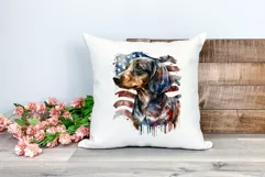 Patriotic Dachshund Dog Watercolor ClipArt, PNG Sublimation Product Image 2