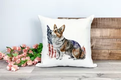 Patriotic Corgi Dog Watercolor ClipArt, PNG Sublimation Product Image 2