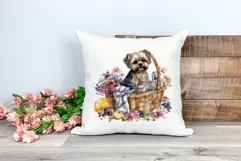 Spring Morkie Dog Breed Watercolor Clipart PNG Sublimation Product Image 2