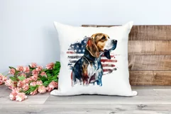 Patriotic Beagle Dog Watercolor Clip Art, PNG Sublimation Product Image 2