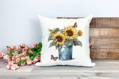 Sunflowers in Bucket Watercolor PNG for Sublimation Product Image 2