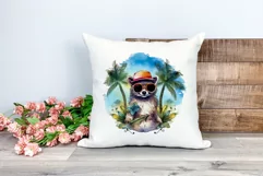 Summer Vibes Raccoon Watercolor PNG for Sublimation Product Image 2
