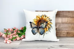 Watercolor Butterfly and Sunflowers PNG for Sublimation Product Image 2