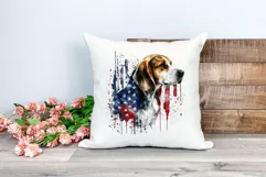 Patriotic Beagle Dog Watercolor Clip Art, PNG Sublimation Product Image 2