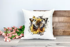 Watercolor Butterfly and Sunflowers PNG for Sublimation Product Image 2