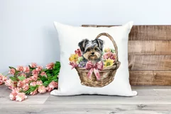 Spring Morkie Dog Breed Watercolor Clipart PNG Sublimation Product Image 2