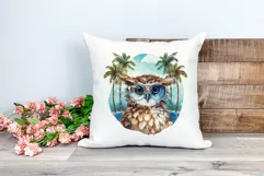 Summer Vibes Owl Watercolor PNG Clipart for Sublimation Product Image 2