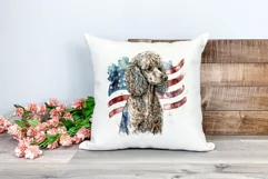 Patriotic Poodle Dog Watercolor Clip Art, PNG Sublimation Product Image 2