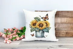Sunflowers in Bucket Watercolor PNG for Sublimation Product Image 2
