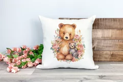 Watercolor Mother and Baby Bear PNG for Sublimation Product Image 2
