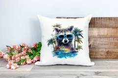 Summer Vibes Raccoon Watercolor PNG for Sublimation Product Image 2
