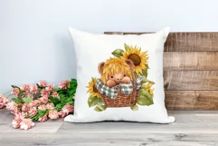 Cute Baby Highland Cow and Sunflowers Watercolor Sublimation Product Image 2