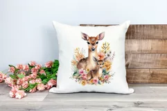 Watercolor Deer Mom and Baby Clipart PNG for Sublimation Product Image 2